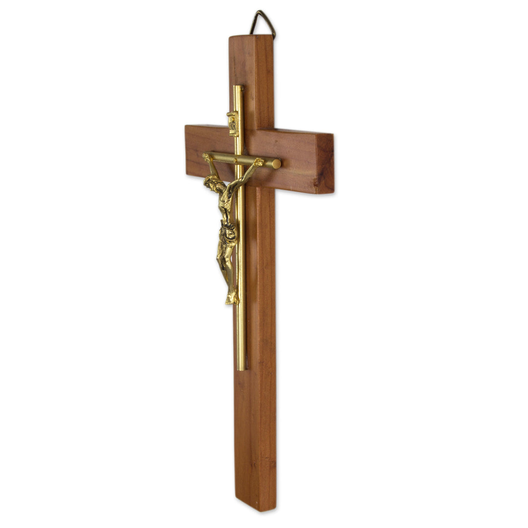 Artisan Crafted Cedar Wood Modern Wall Crucifix - Jesus Our Savior