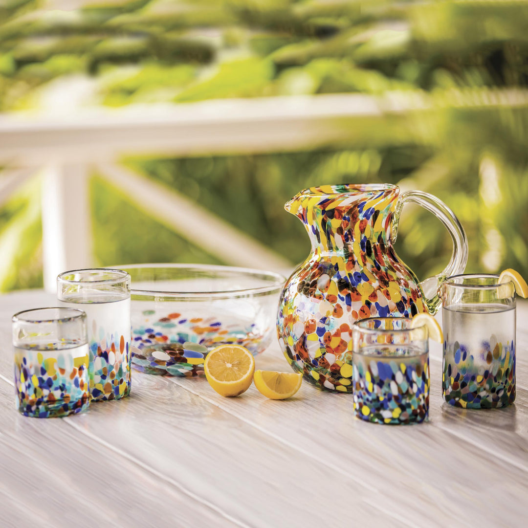Hand Blown Glass Colorful Juice Glasses (Set of 6) - Confetti Festival