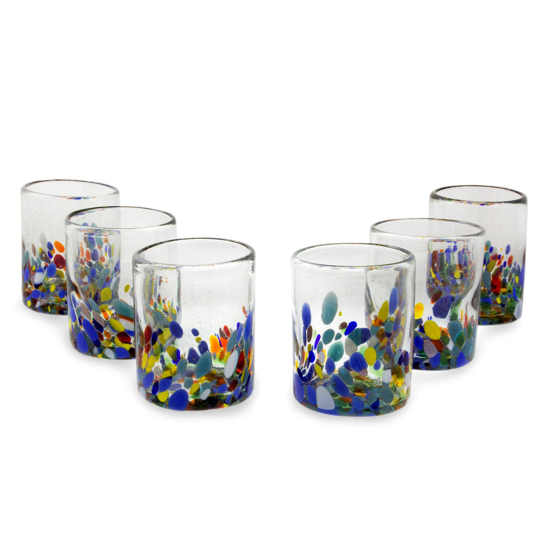 Hand Blown Glass Colorful Juice Glasses (Set of 6) - Confetti Festival