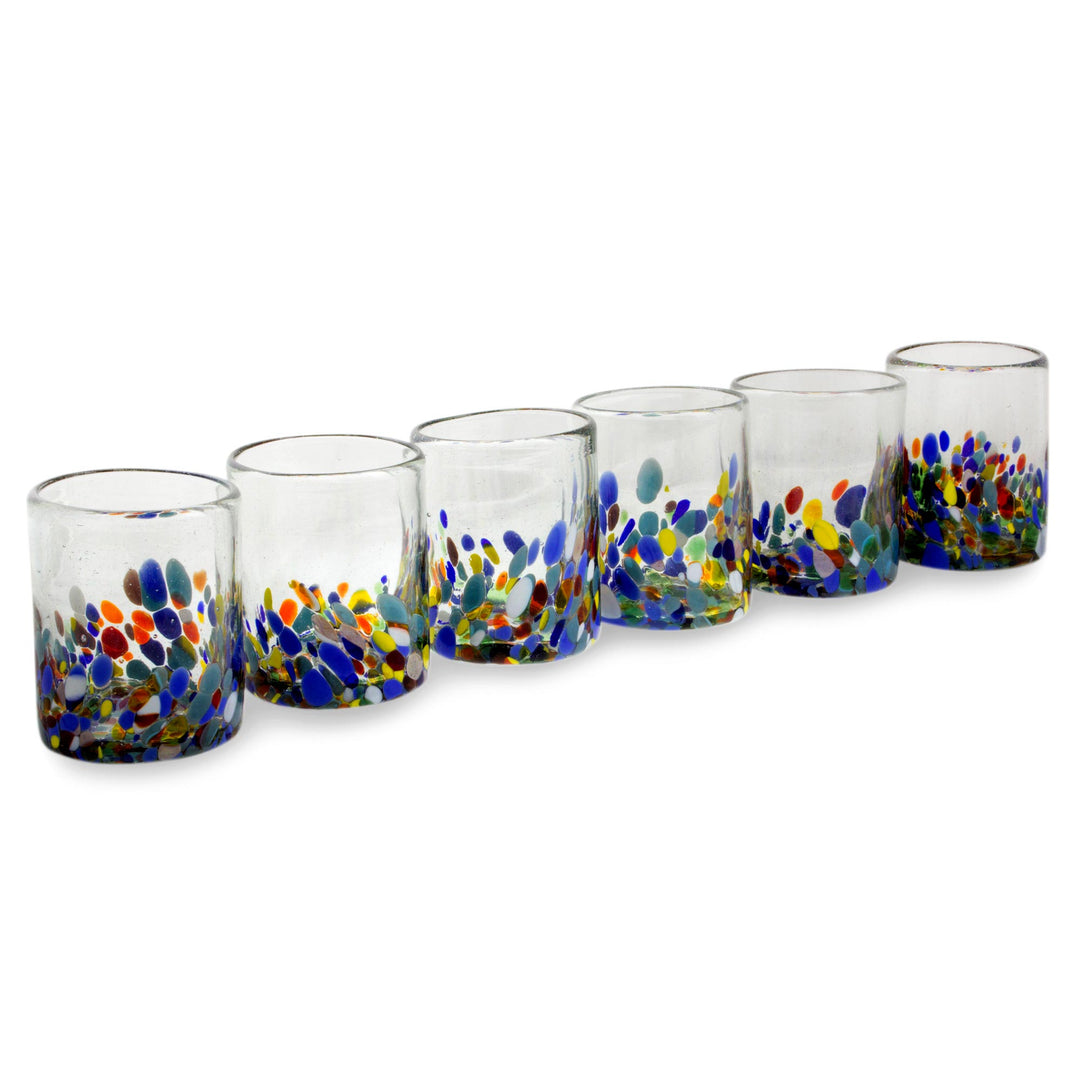 Hand Blown Glass Colorful Juice Glasses (Set of 6) - Confetti Festival