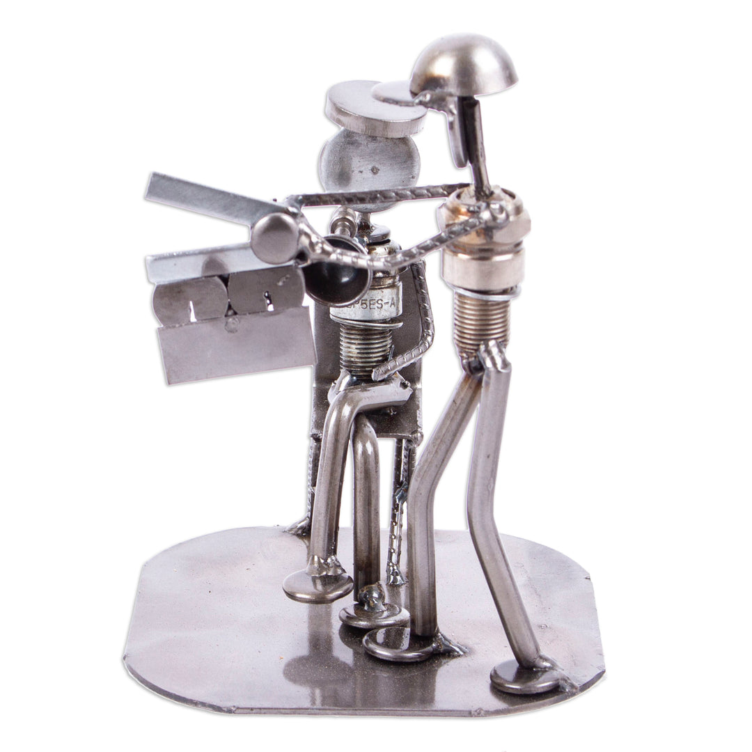 Recycled Metal and Auto Part Filmmaker Sculpture from Mexico - Rustic Film Director