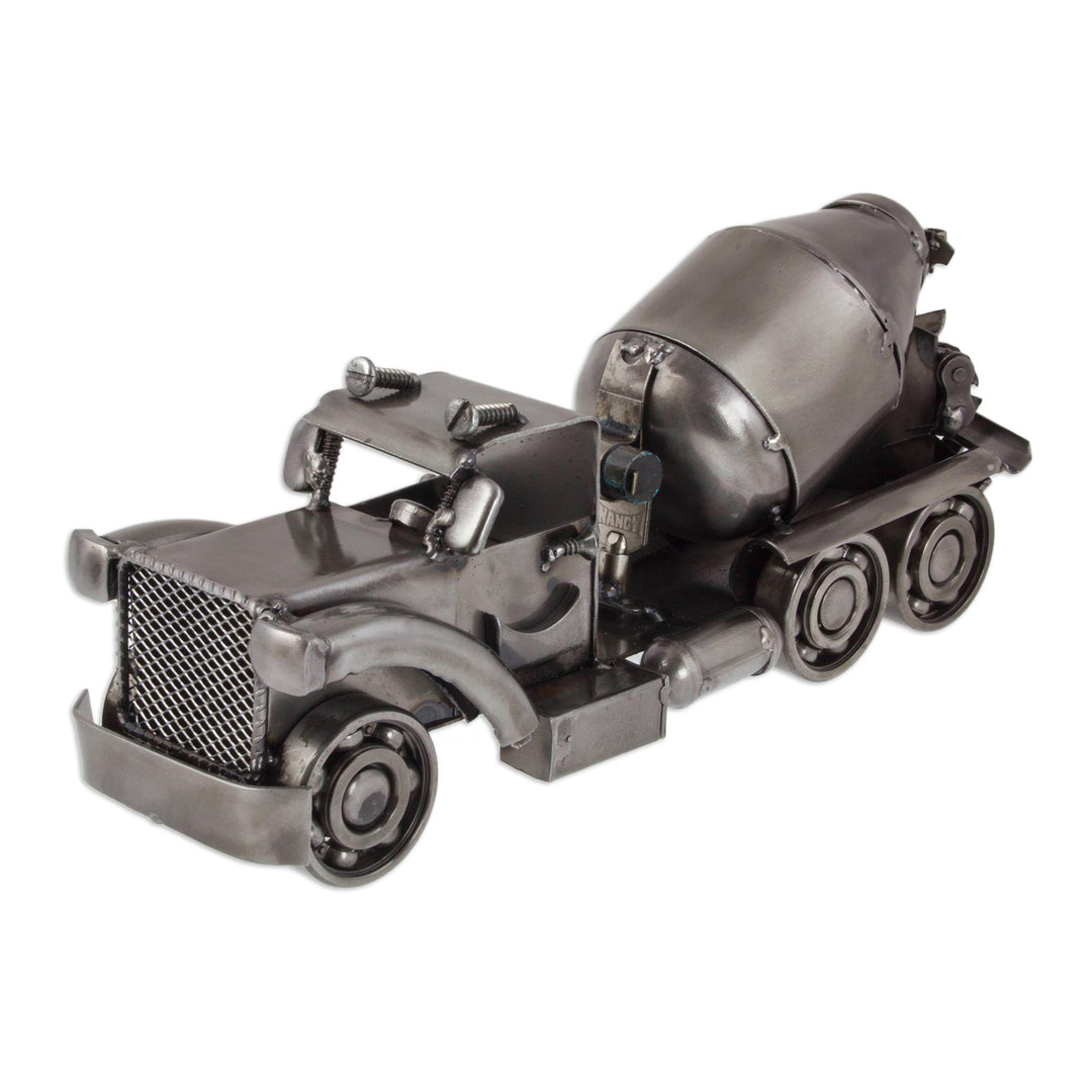 Recycled Auto Part Rustic Cement Mixer Sculpture from Mexico - Rustic Cement Mixer