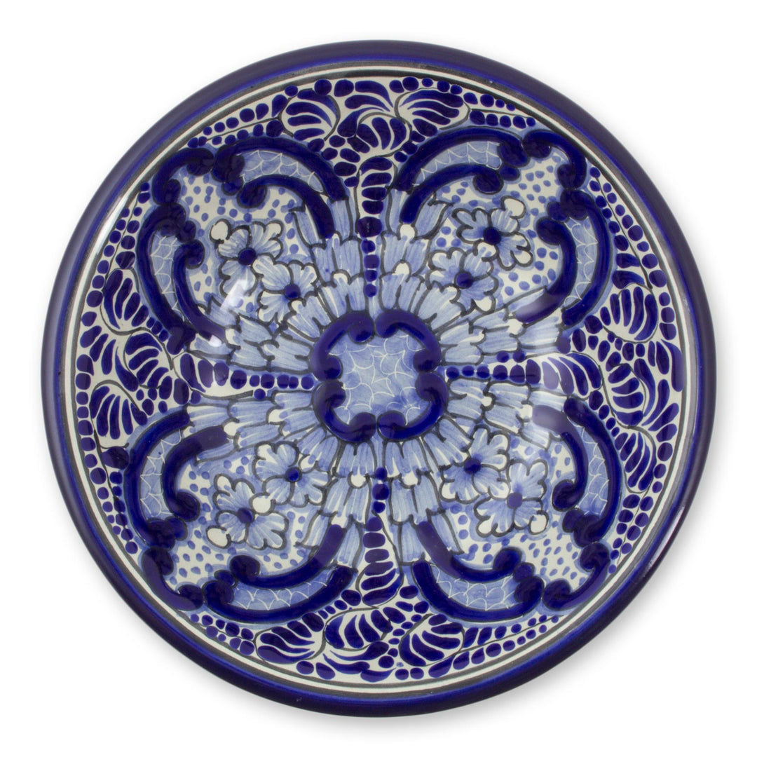 Talavera Style Ceramic Blue Floral Bowls(Pair) - Puebla Kaleidoscope
