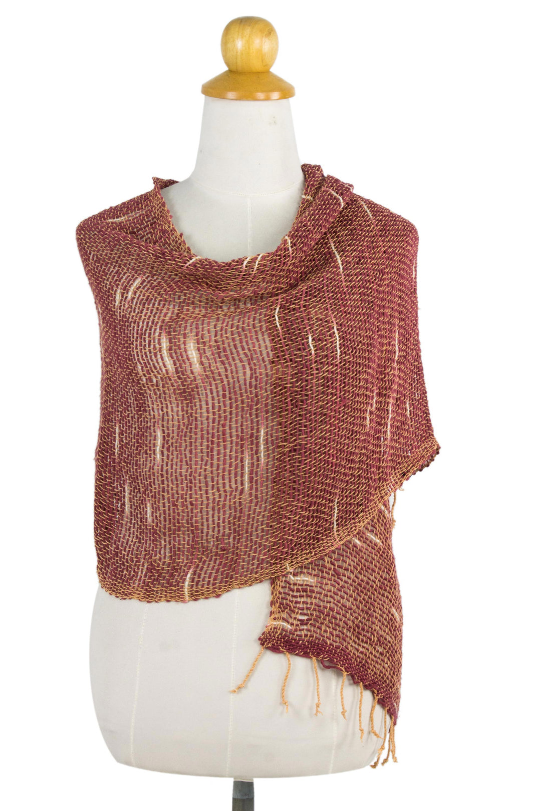 Desert Rose and Beige Loose Weave Cotton Scarf - Desert Melange