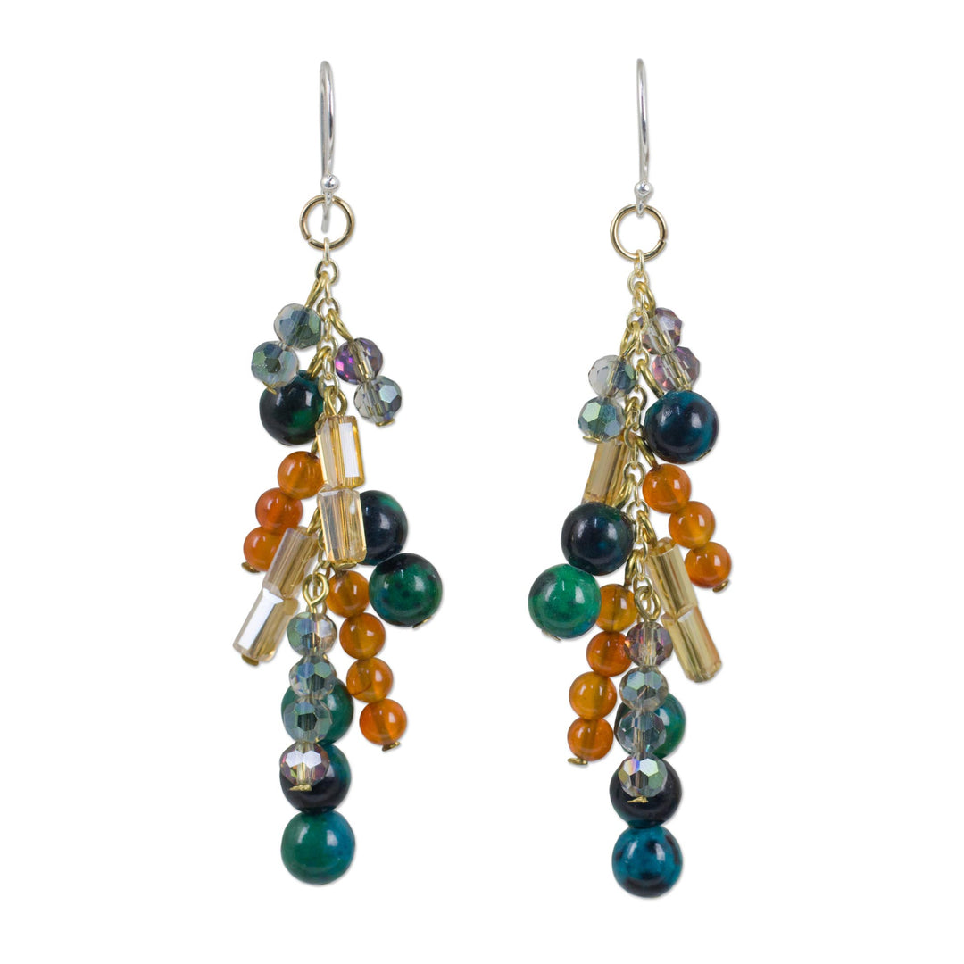Gemstone Waterfall Earrings in 24k Gold Plated Sterling - Brilliant Cascade
