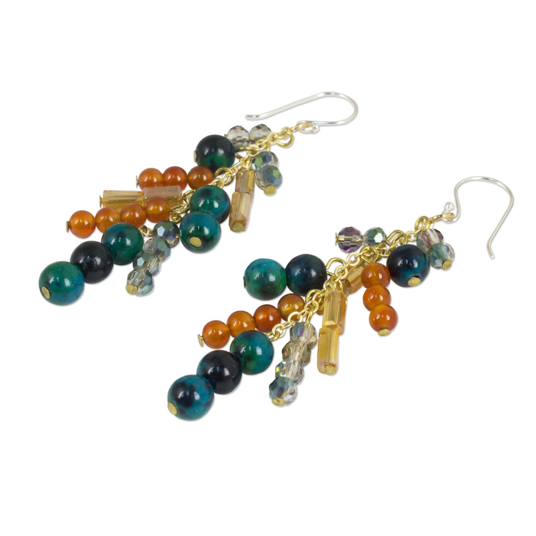 Gemstone Waterfall Earrings in 24k Gold Plated Sterling - Brilliant Cascade