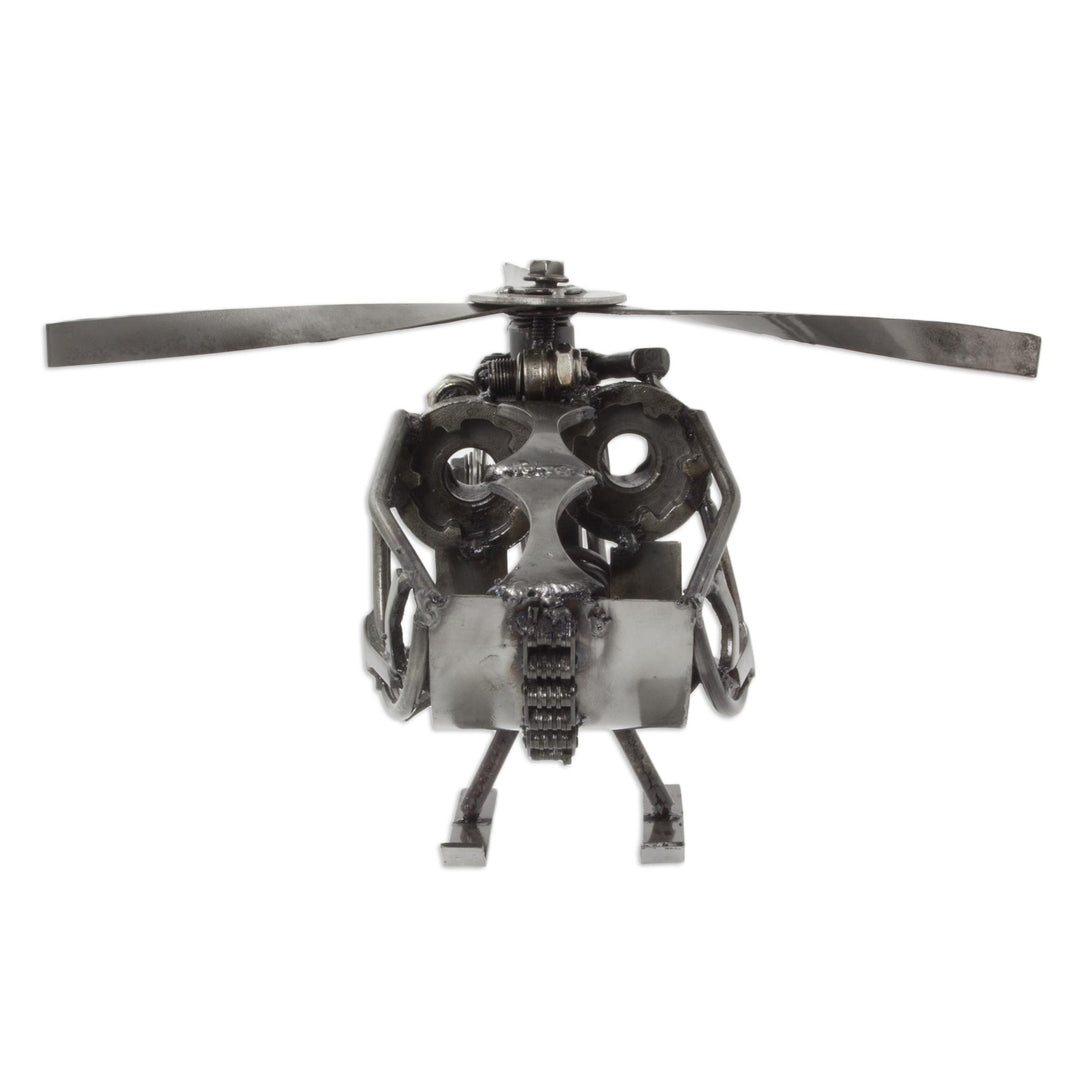 Handcrafted Helicopter Sculpture of Recycled Auto Parts - Helicopter