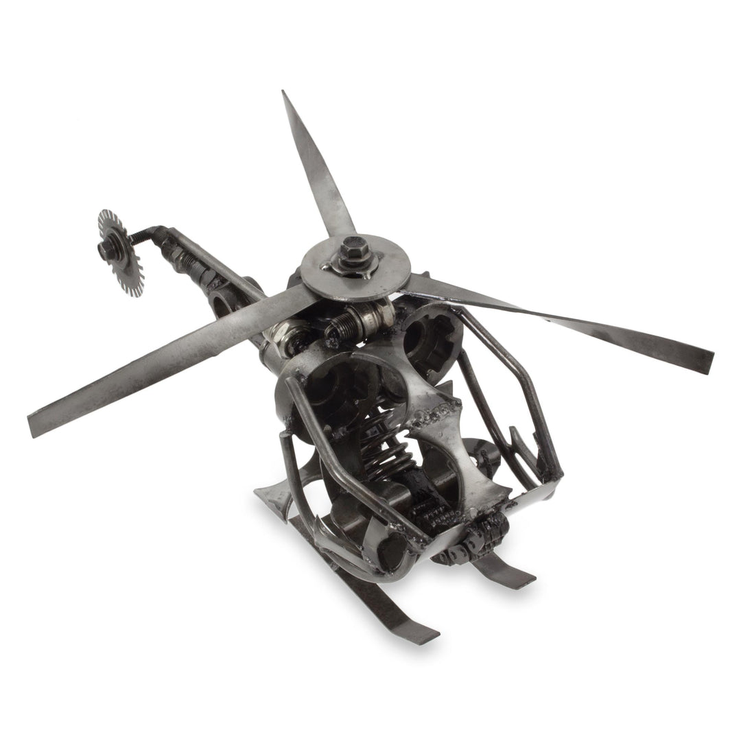 Handcrafted Helicopter Sculpture of Recycled Auto Parts - Helicopter