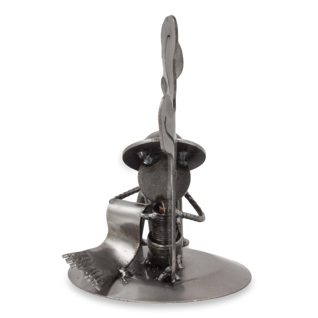 Mexican Handcrafted Rustic Sculpture from Recycled Metal - Rustic Relaxation