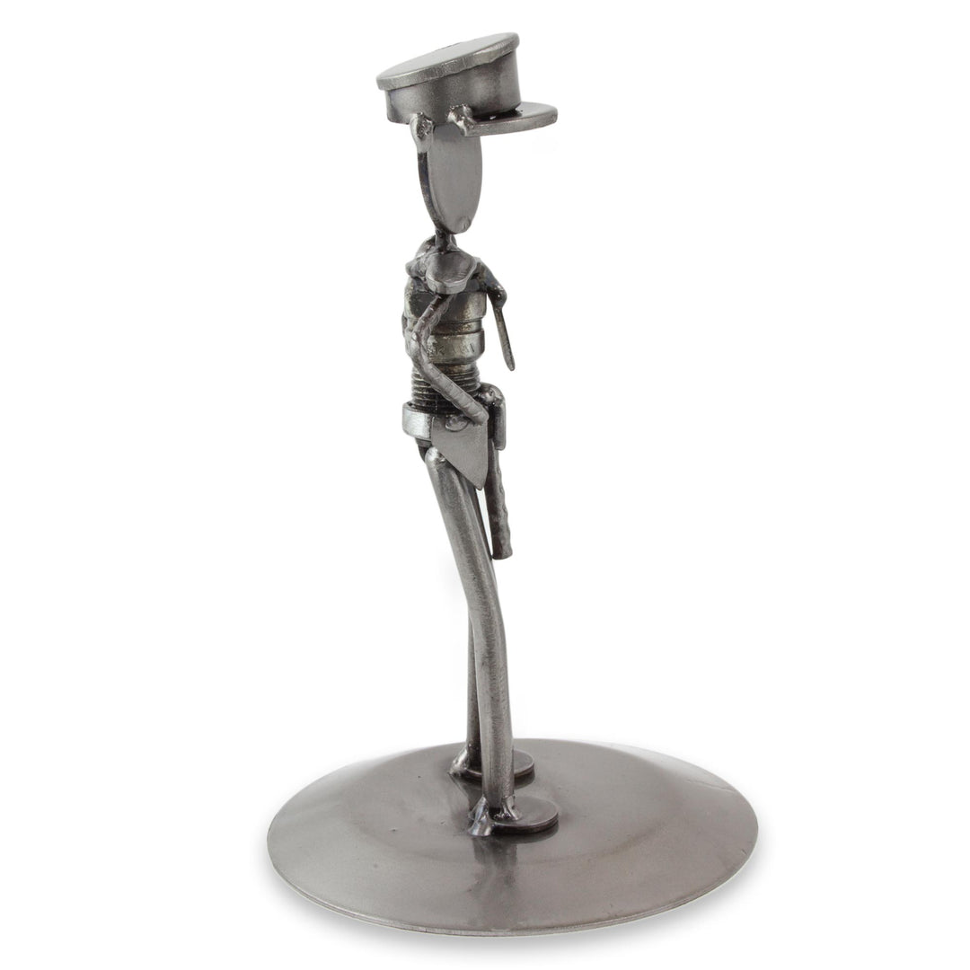 Upcycled Metal and Auto Part Police Officer Sculpture - Rustic Police Officer