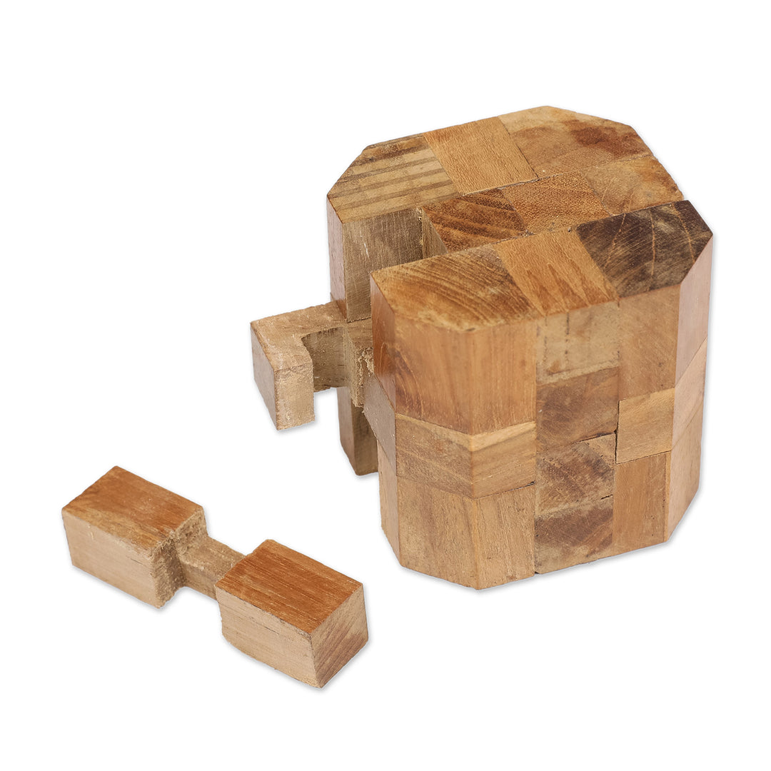 Handcrafted Teak Wood Executive Desk Puzzle Brainteaser - Octagon