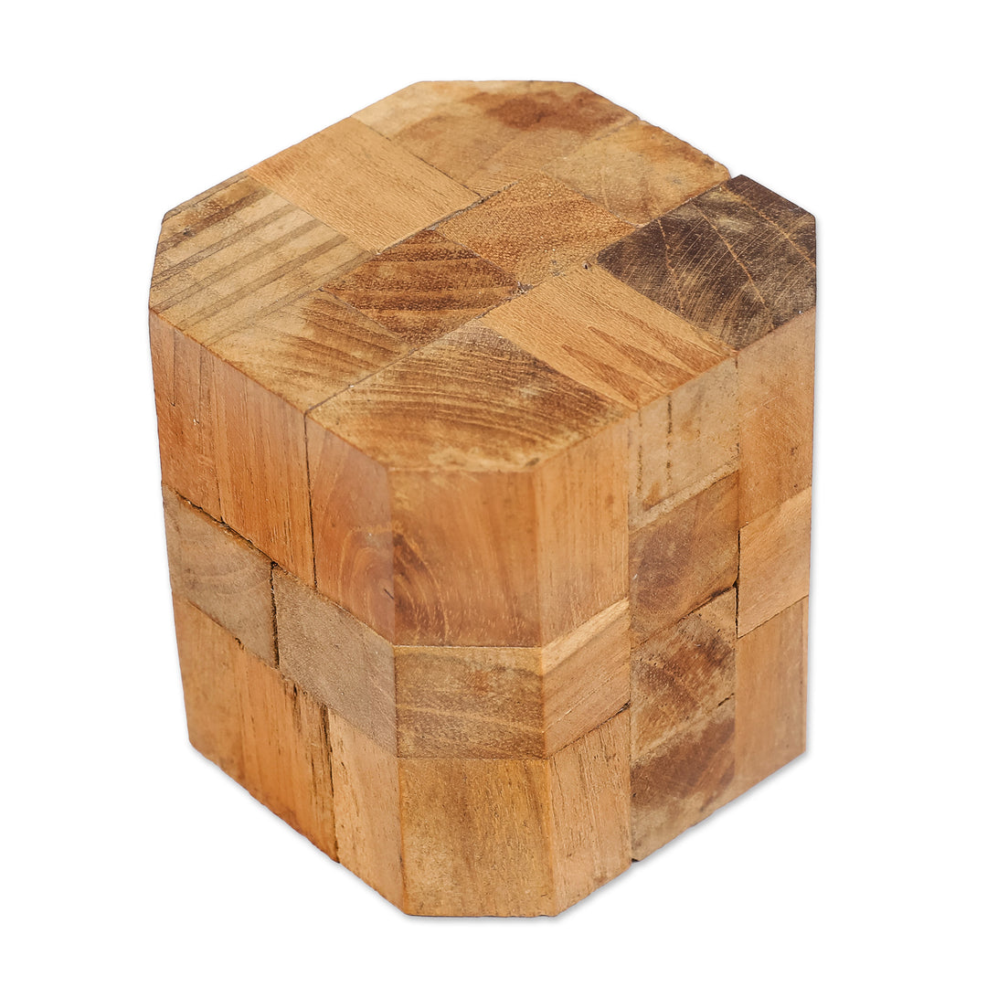 Handcrafted Teak Wood Executive Desk Puzzle Brainteaser - Octagon