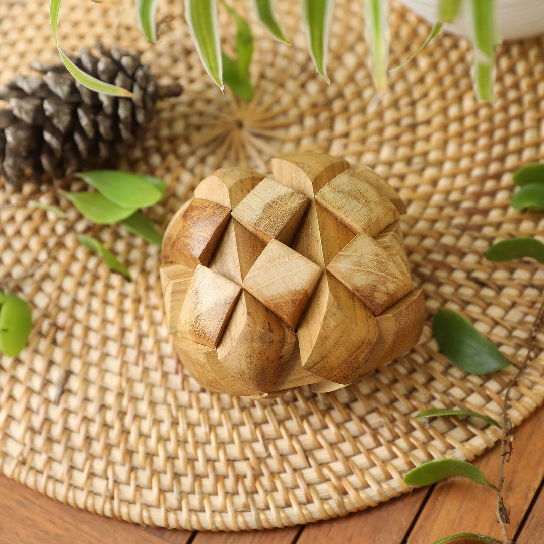 Javanese Artisan Crafted Wooden Block Puzzle - Big Pillow