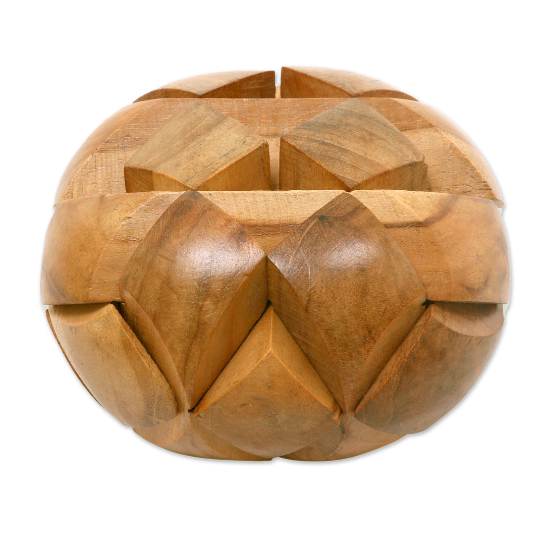 Javanese Artisan Crafted Wooden Block Puzzle - Big Pillow