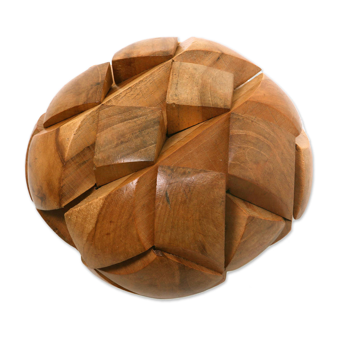 Javanese Artisan Crafted Wooden Block Puzzle - Big Pillow
