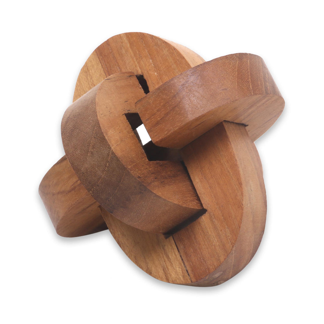 Small Wooden Pub Game Puzzle from Javanese Artisan - Chain Hook