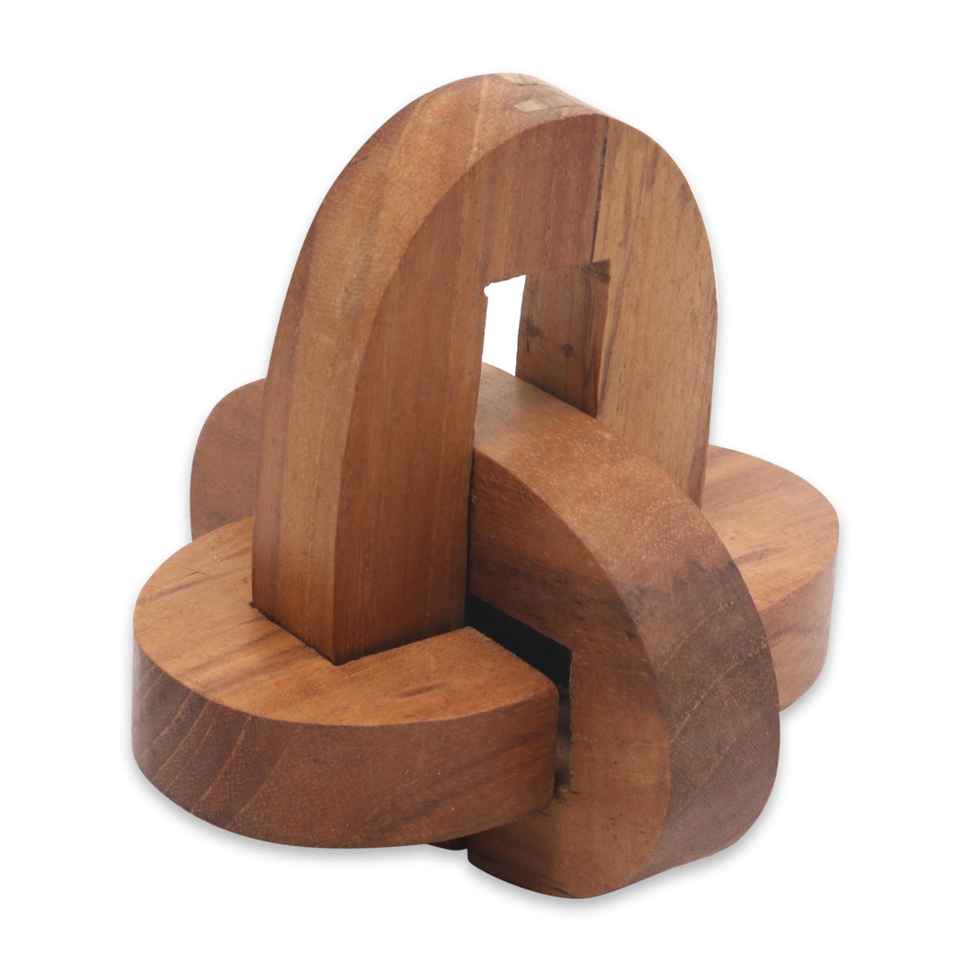 Small Wooden Pub Game Puzzle from Javanese Artisan - Chain Hook