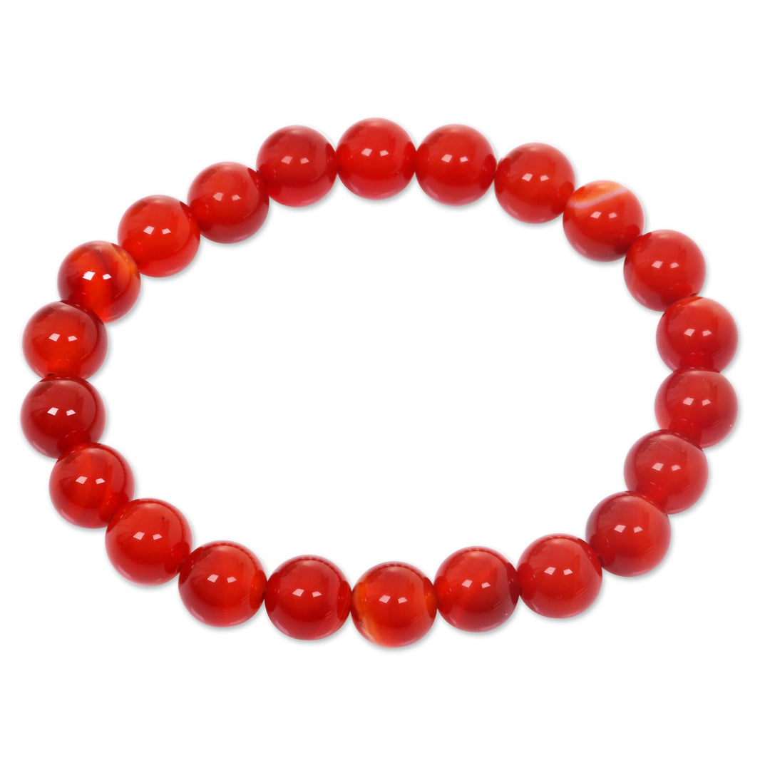 Stretch Bracelet with Natural Carnelian beads from Bali - Sanur Sunrise