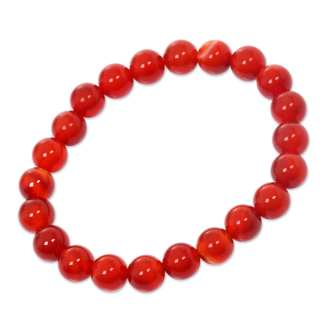 Stretch Bracelet with Natural Carnelian beads from Bali - Sanur Sunrise