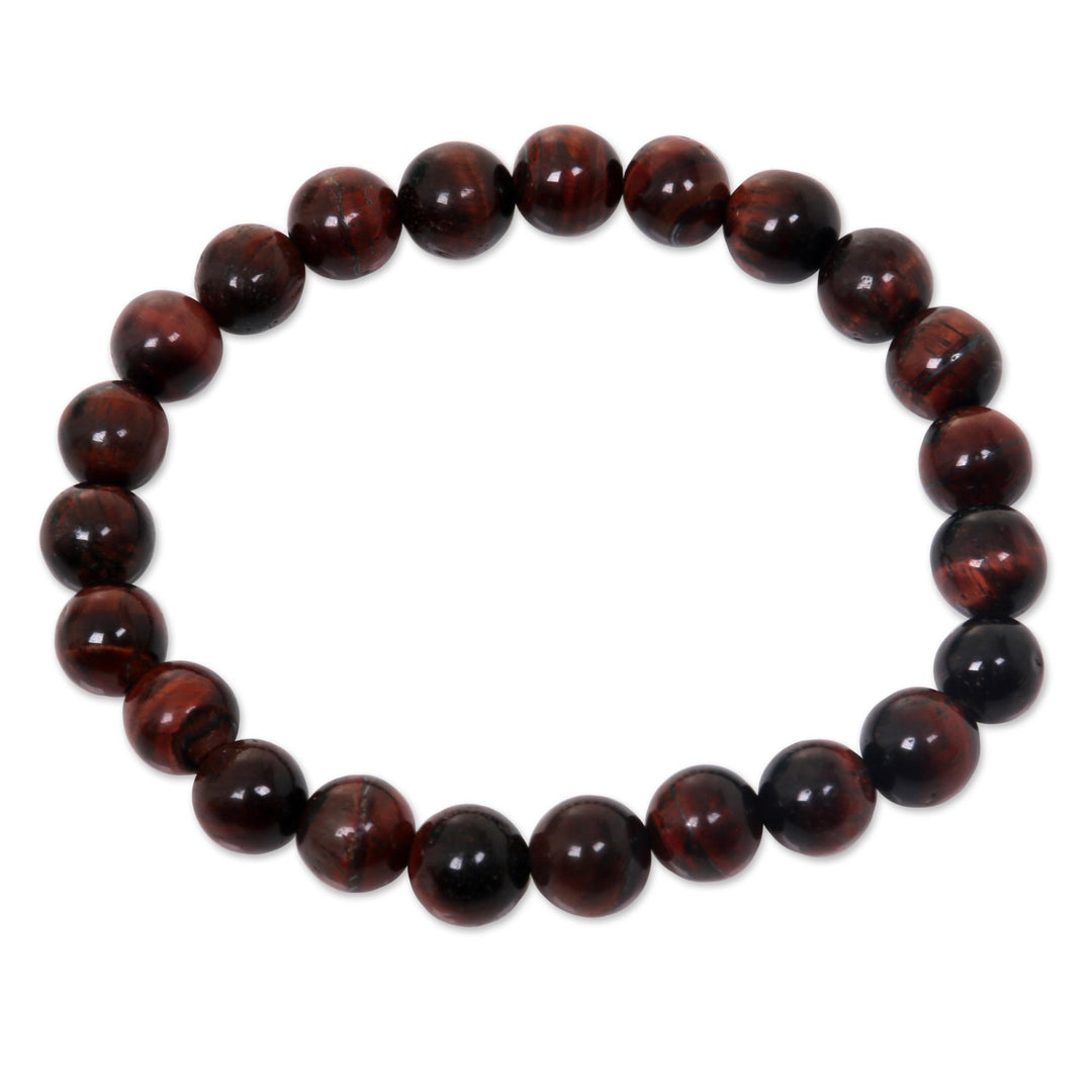 Women's Brown Agate Beaded Stretch Bracelet - Sanur Chocolate