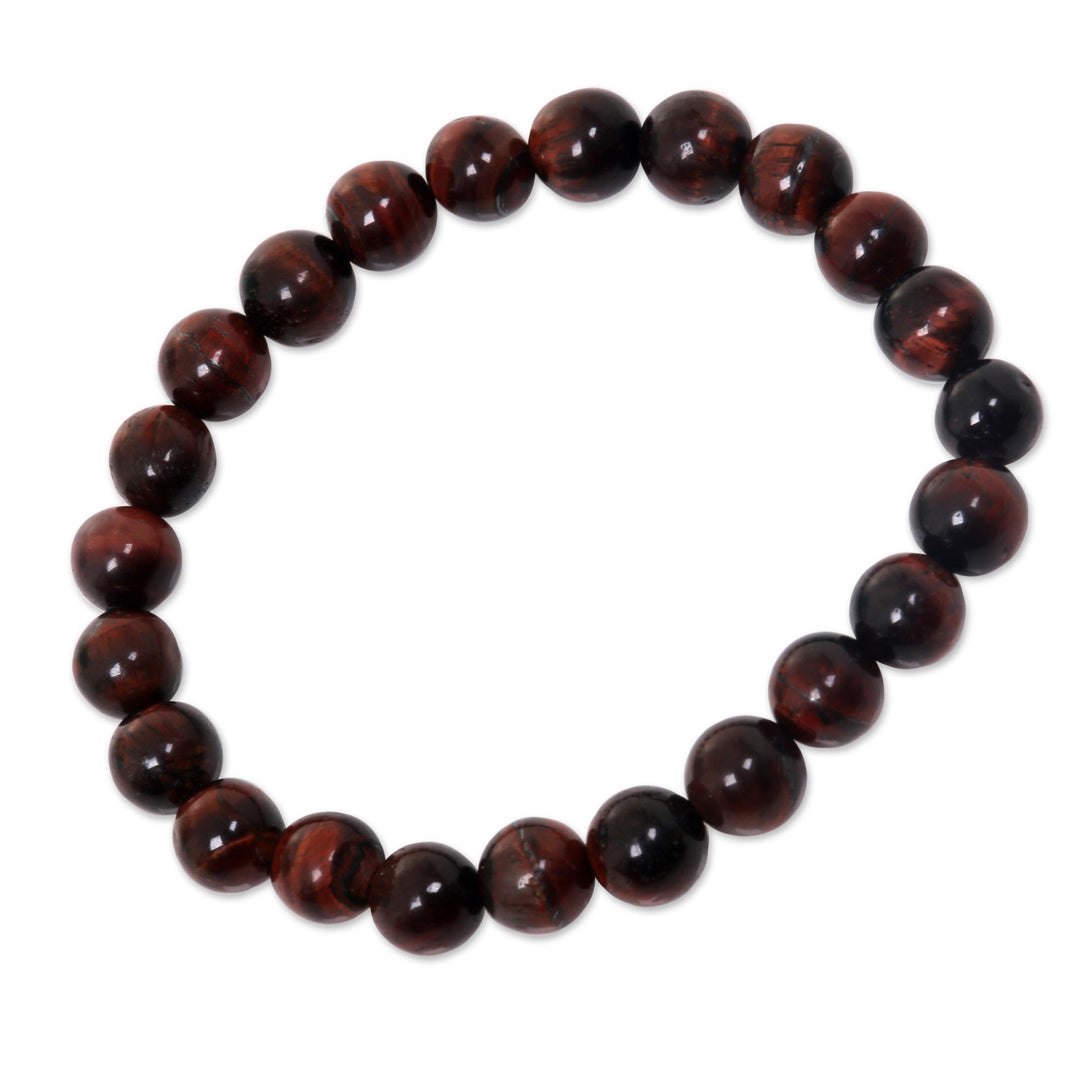 Women's Brown Agate Beaded Stretch Bracelet - Sanur Chocolate