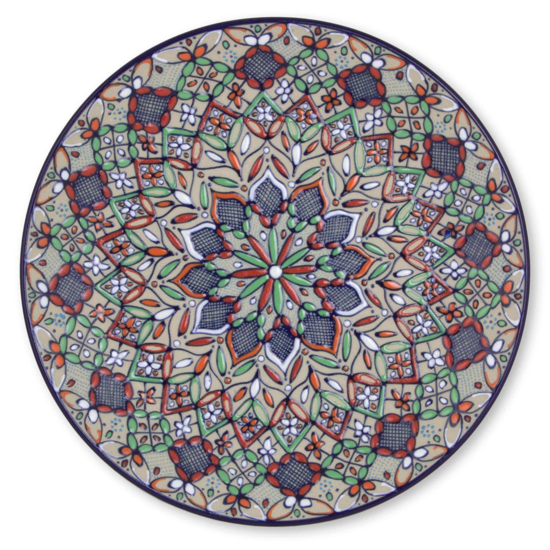 Multicolor Floral Ceramic 10-In Plate from Mexico - Guanajuato Festivals