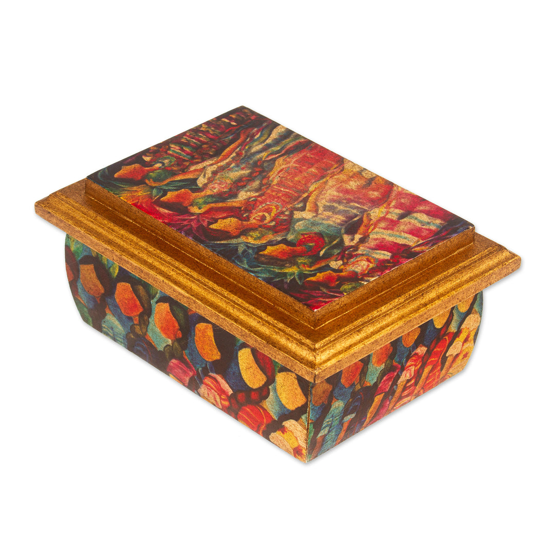 Huichol Women on Wood Decoupage Jewelry Box with Mirror - Huichol Women