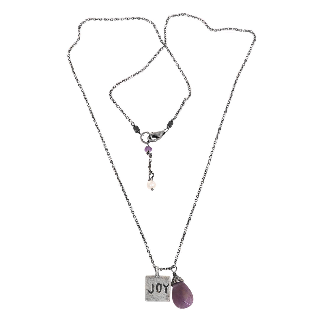 925 Silver Joy Inspirational Amethyst and Pearl Necklace - Inspiring Joy