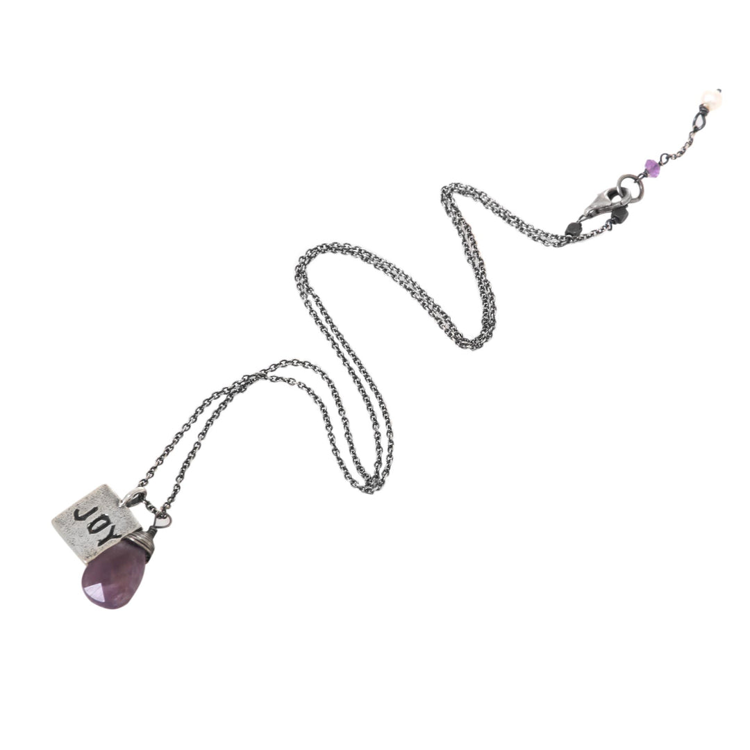 925 Silver Joy Inspirational Amethyst and Pearl Necklace - Inspiring Joy