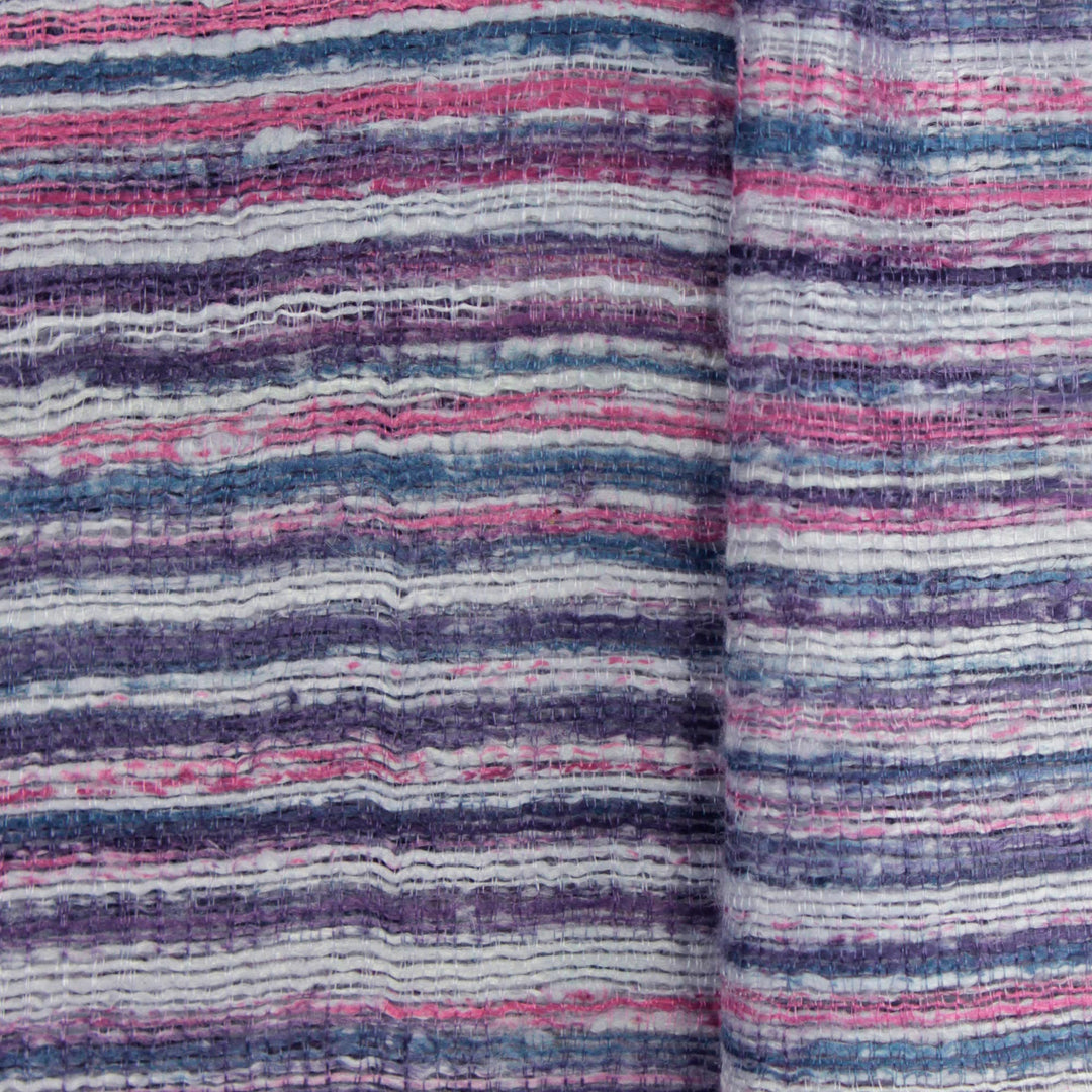 Hand Spun Silk Scarf Woven in Purple Blue and Grey - Purple Iridescence