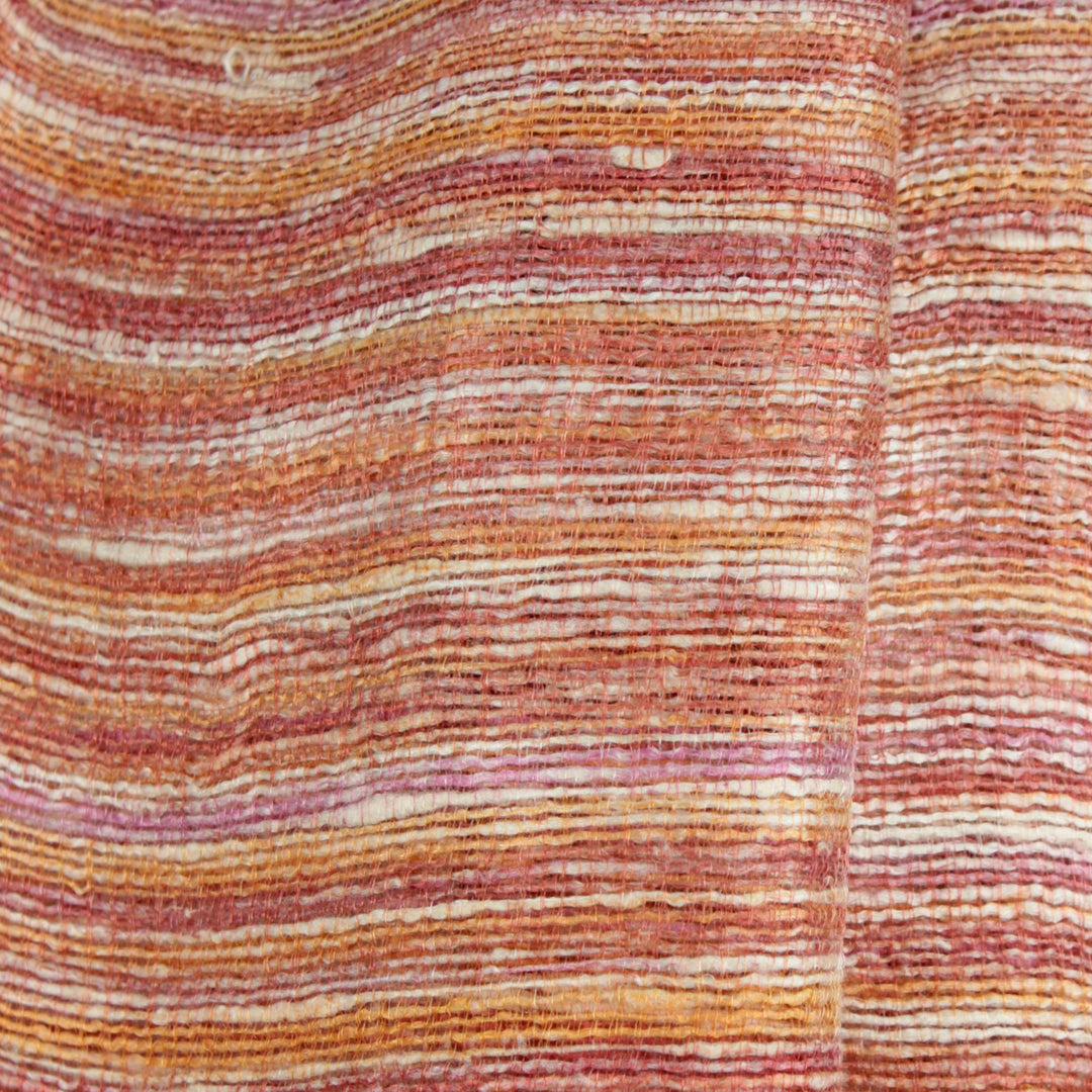 Hand Spun Silk Scarf Woven in Orange Yellow and Red - Orange Iridescence