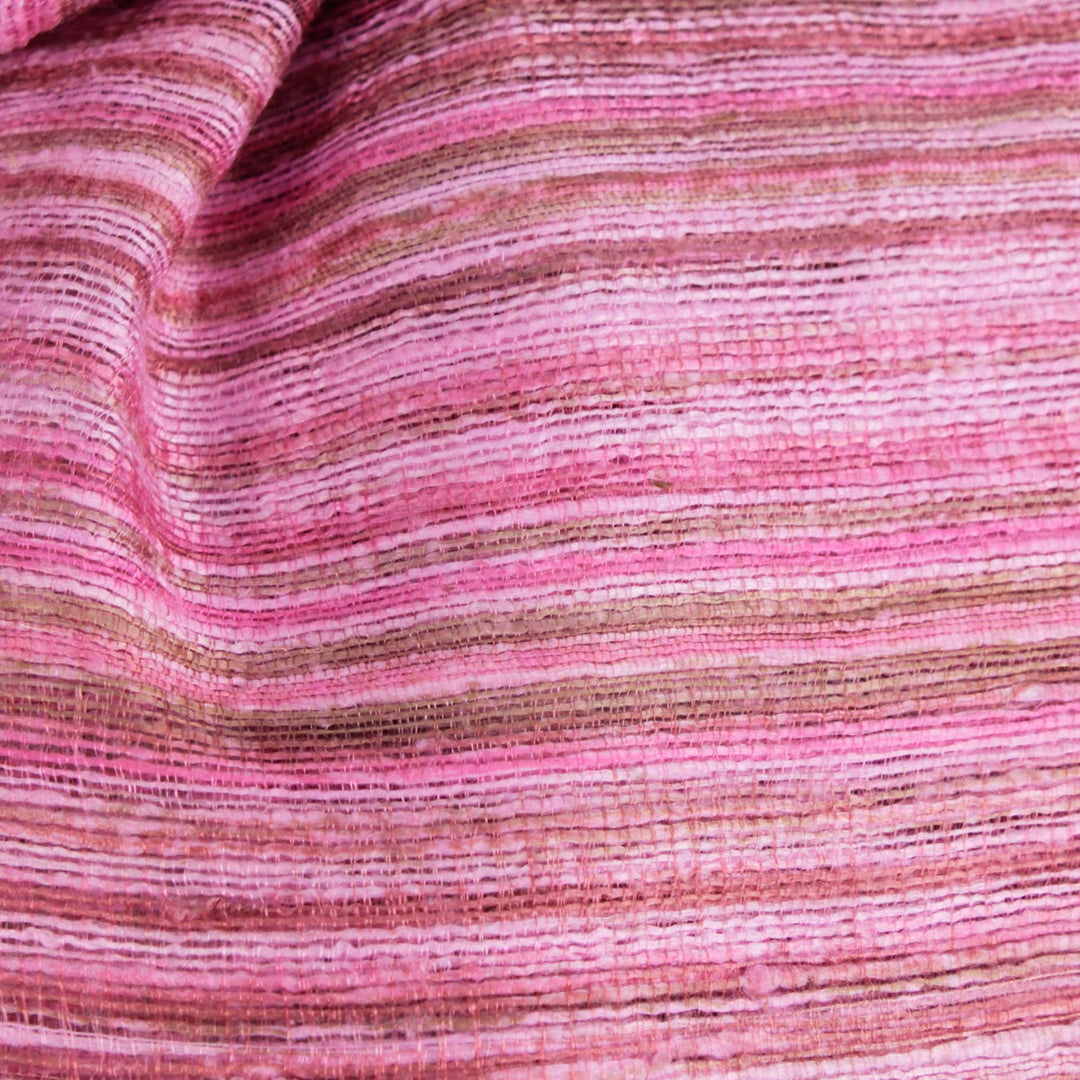 Thai Hand Woven Pink and Brown 100% Silk Scarf - Rose Iridescence