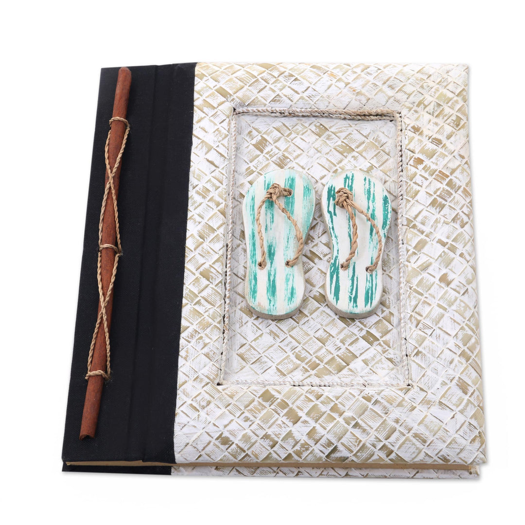 Balinese 50-page Rice Paper Journal with Natural Fiber Cover - The Path Is Green