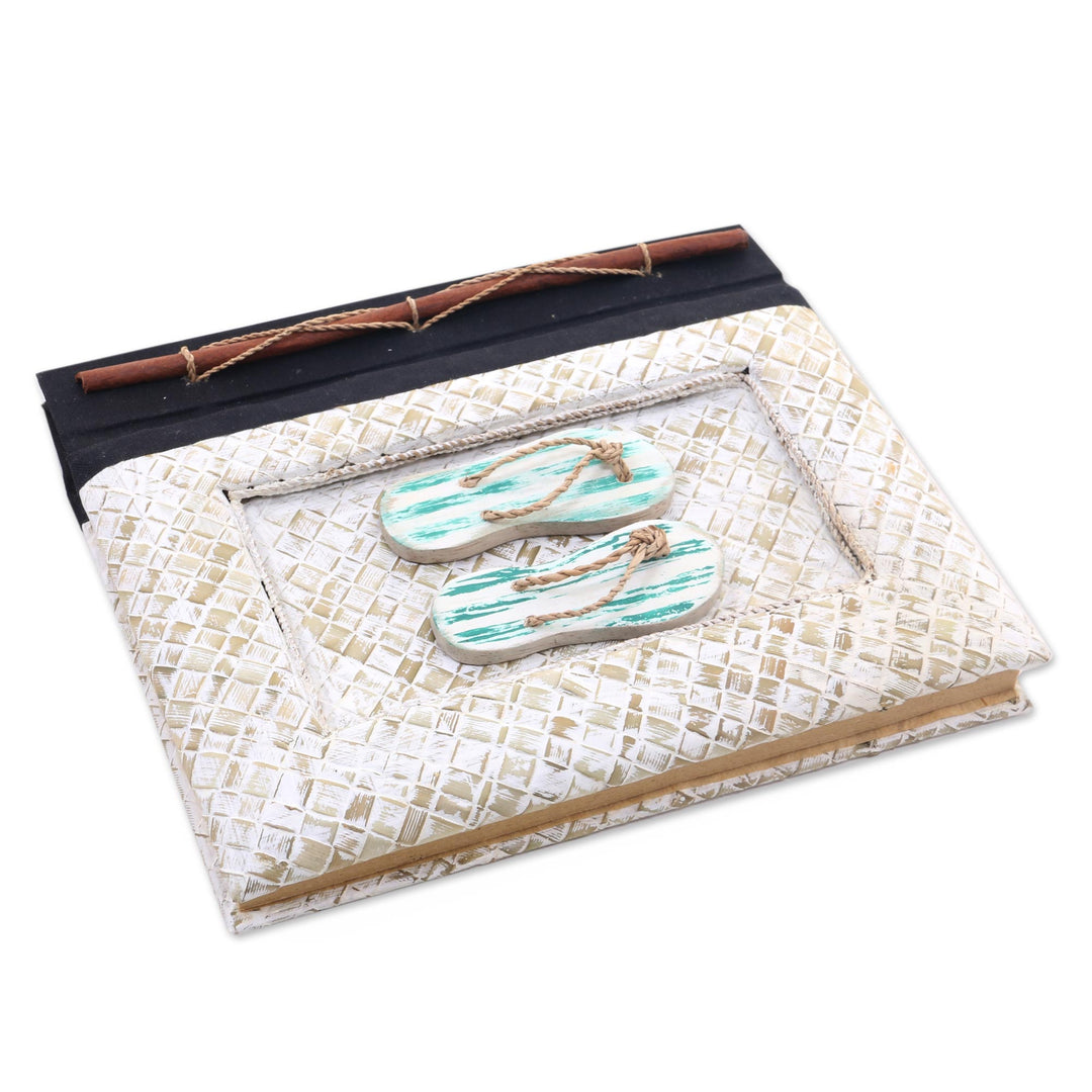 Balinese 50-page Rice Paper Journal with Natural Fiber Cover - The Path Is Green