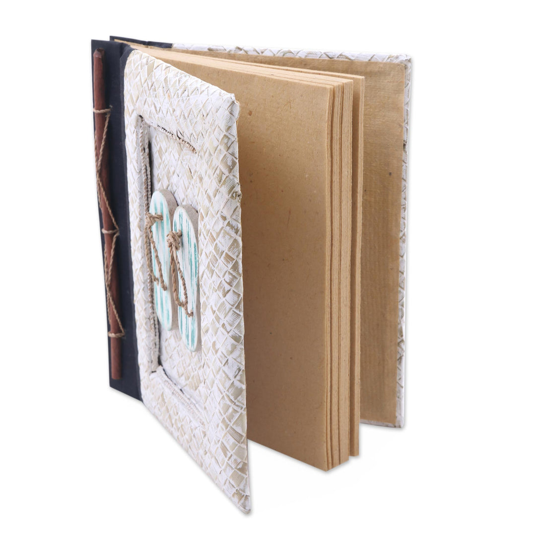 Balinese 50-page Rice Paper Journal with Natural Fiber Cover - The Path Is Green