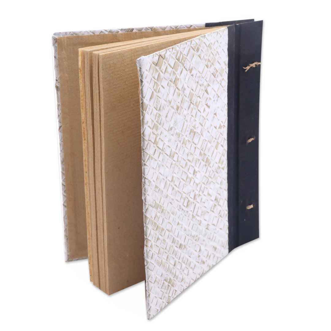 Balinese 50-page Rice Paper Journal with Natural Fiber Cover - The Path Is Green