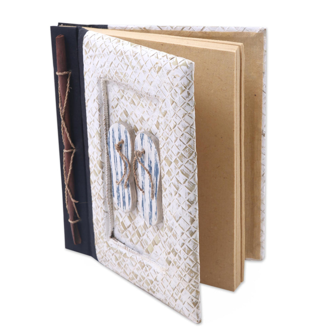 50-page Journal with Natural Fiber Cover and Rice Paper - The Path Is Blue