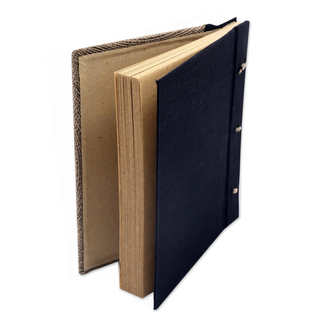 Handmade Natural Fiber Blank 50-pg Journal with Turtle Motif - Blue Turtle