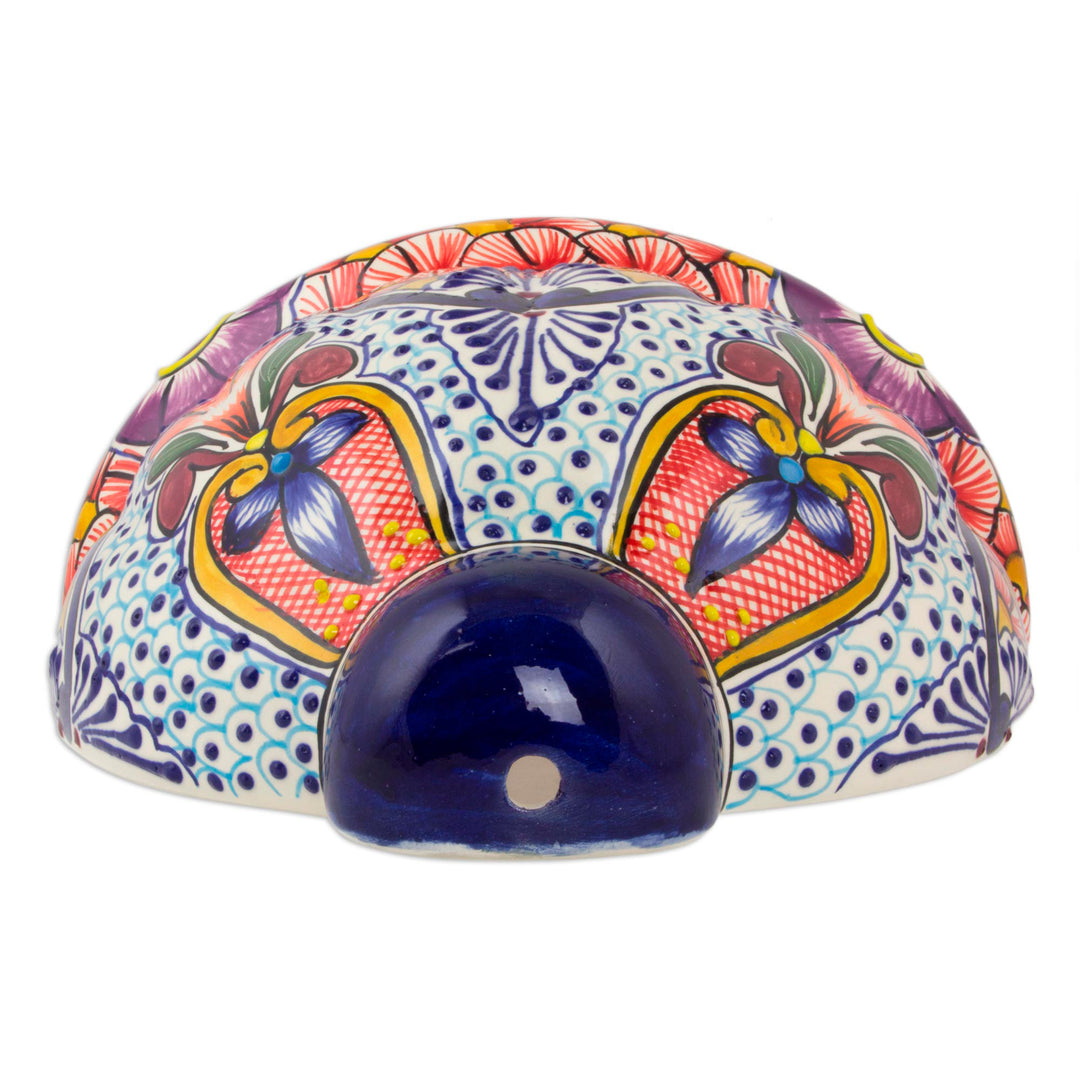Artisan Crafted Talavera-Inspired Ceramic Wall Planter - Radiant Flowers