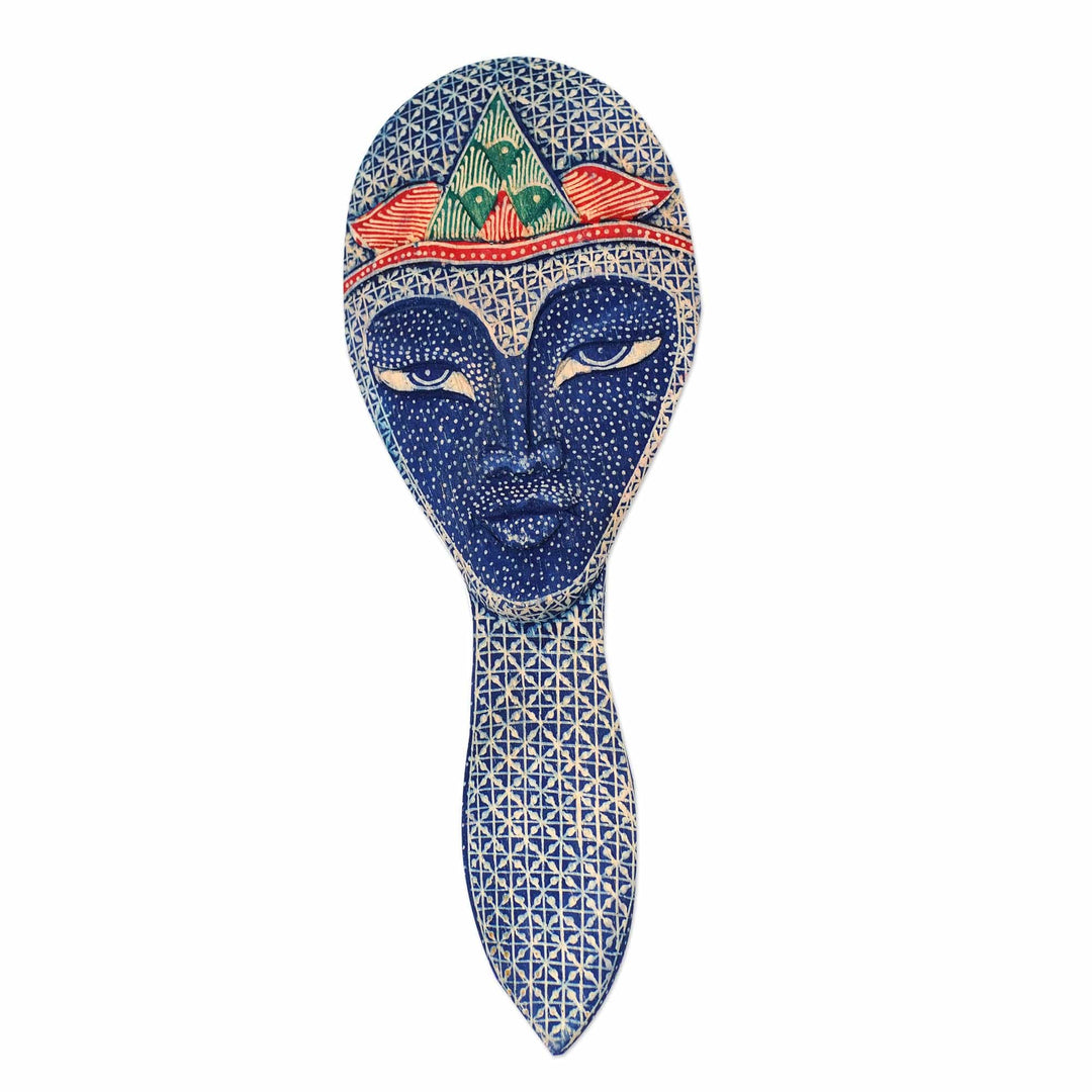Batik Mask on Artisan Crafted Hand Mirror from Bali - Panji Prince