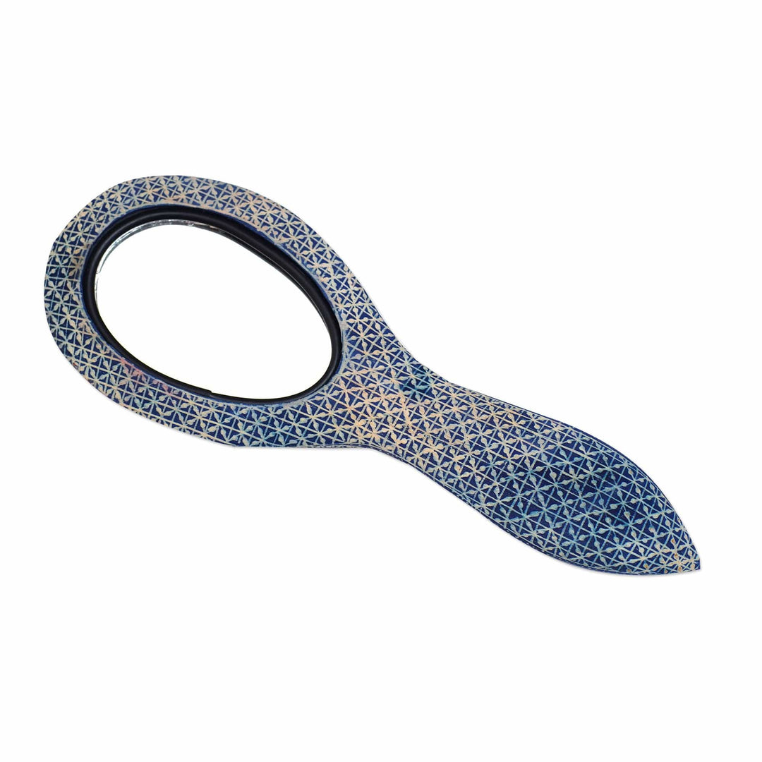 Batik Mask on Artisan Crafted Hand Mirror from Bali - Panji Prince