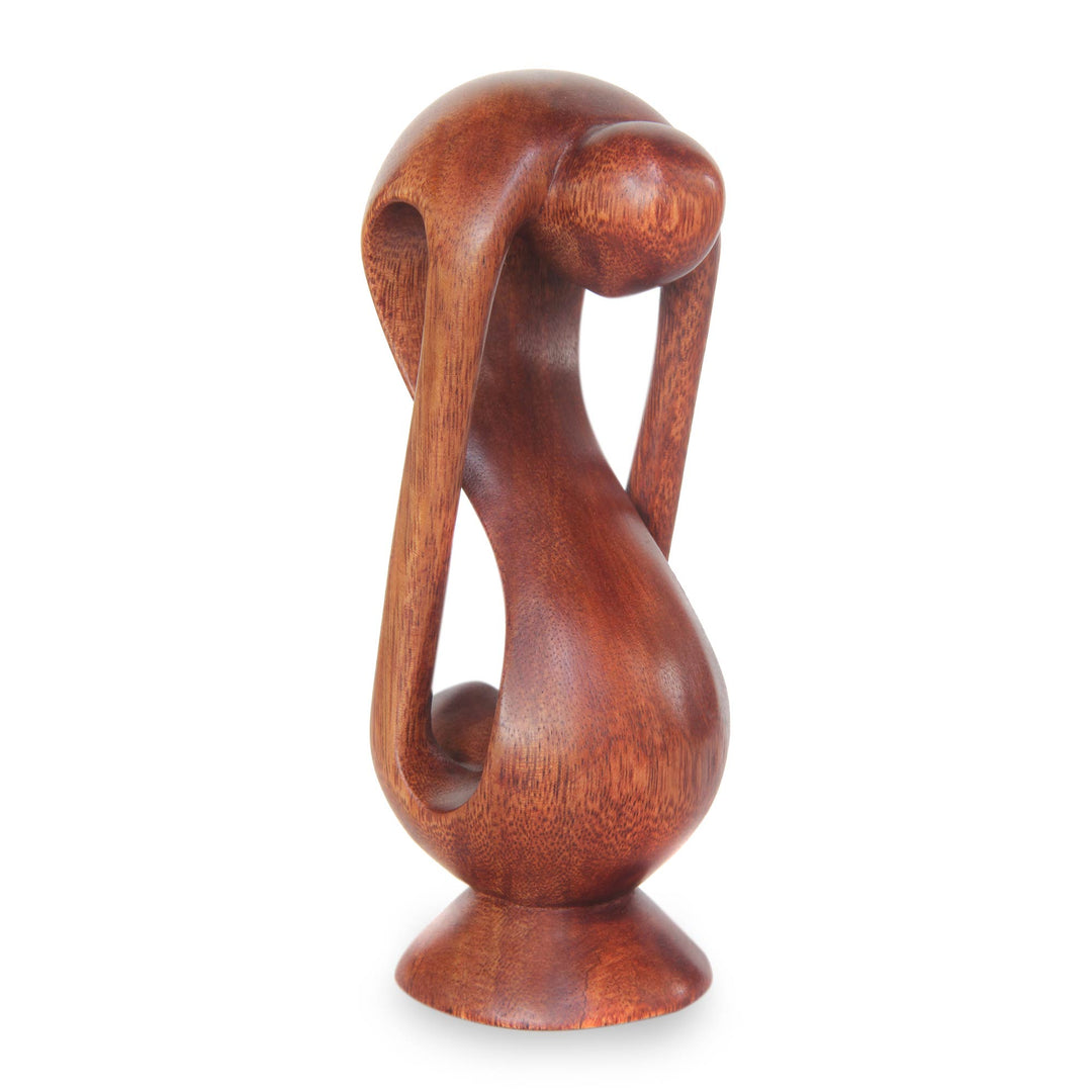 Indonesian Romantic Wood Sculpture - Indivisible Love