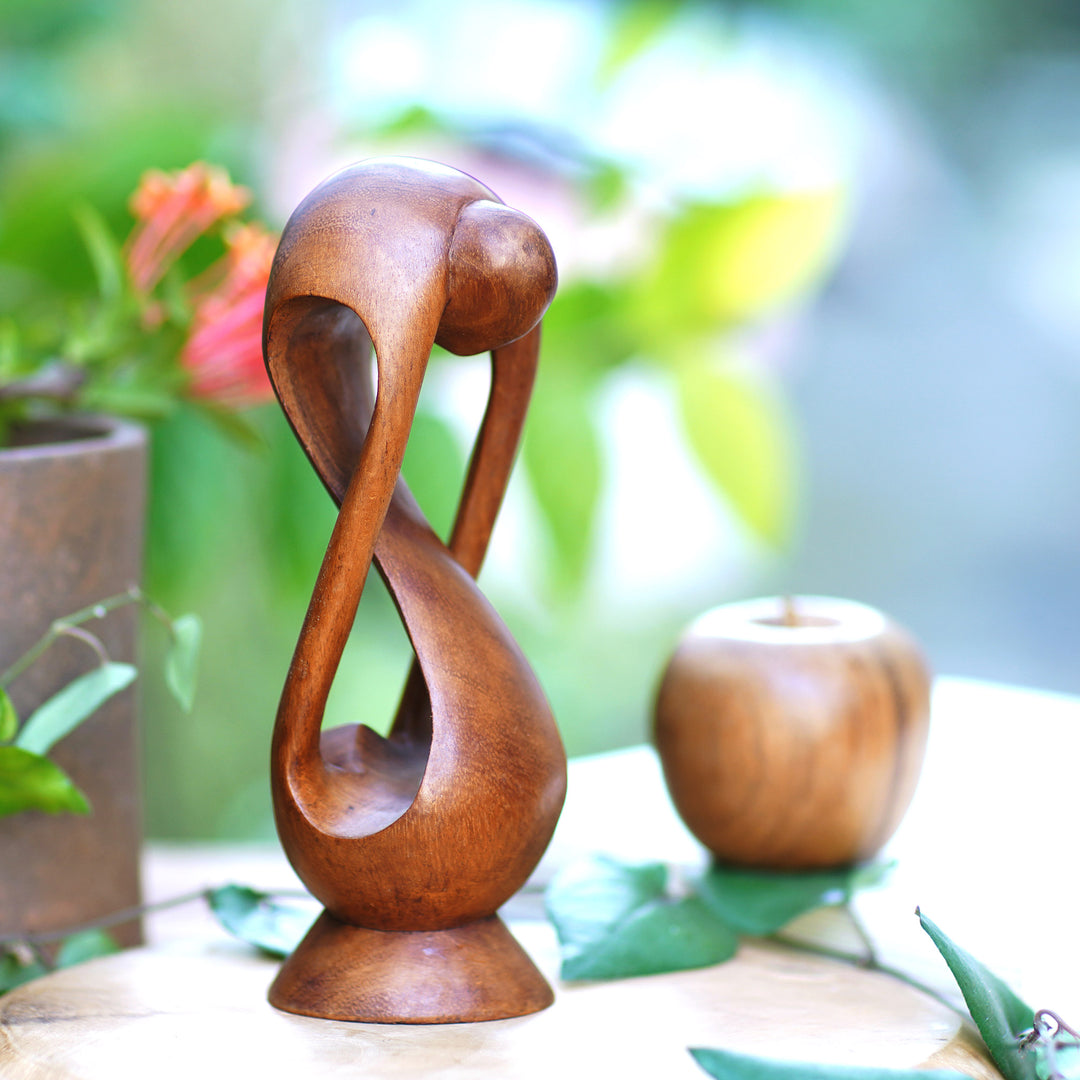 Indonesian Romantic Wood Sculpture - Indivisible Love