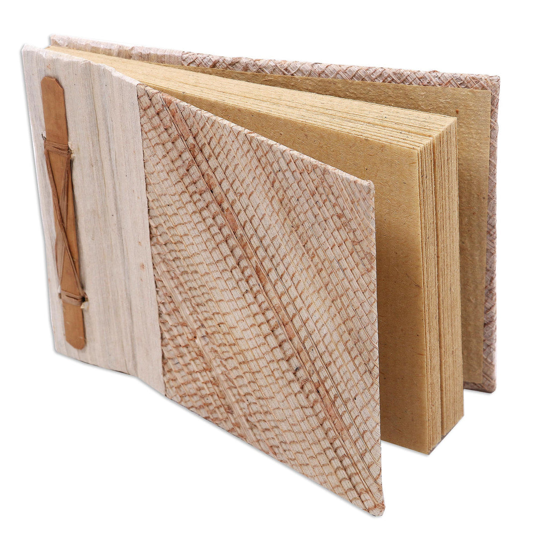 Artisan Crafted Natural Fiber Notebook with 40 Blank Pages - Banana Cream