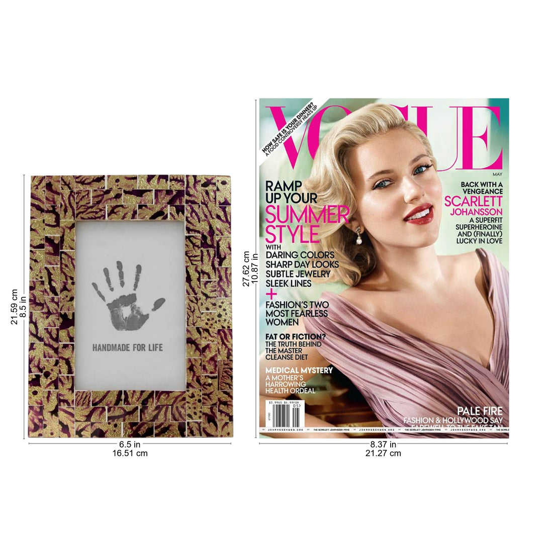 Gold and Purple 4 x 6 Handcrafted Glass Mosaic Photo Frame - Purple Ripples