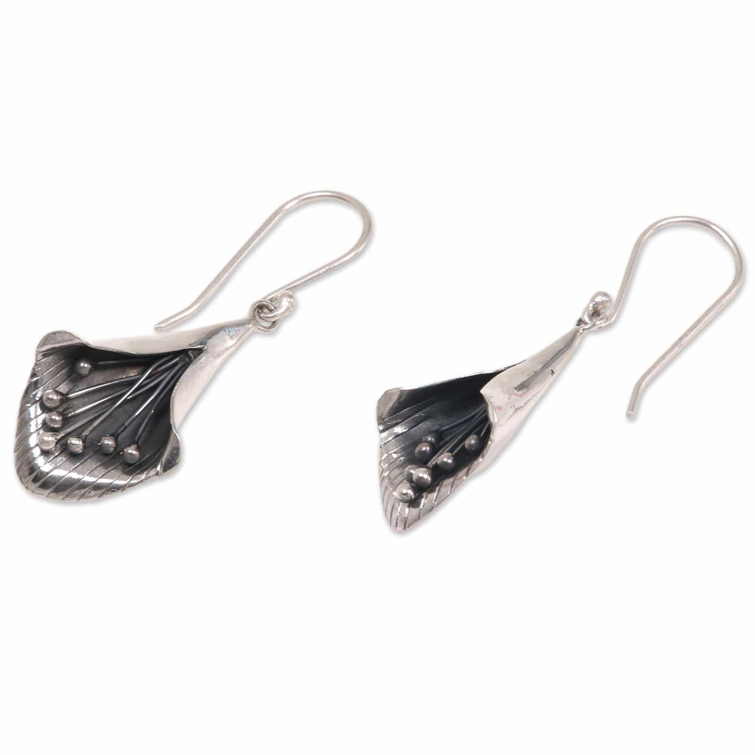 Hand Crafted Sterling Silver Trumpet Flower Earrings - Nature's Trumpet