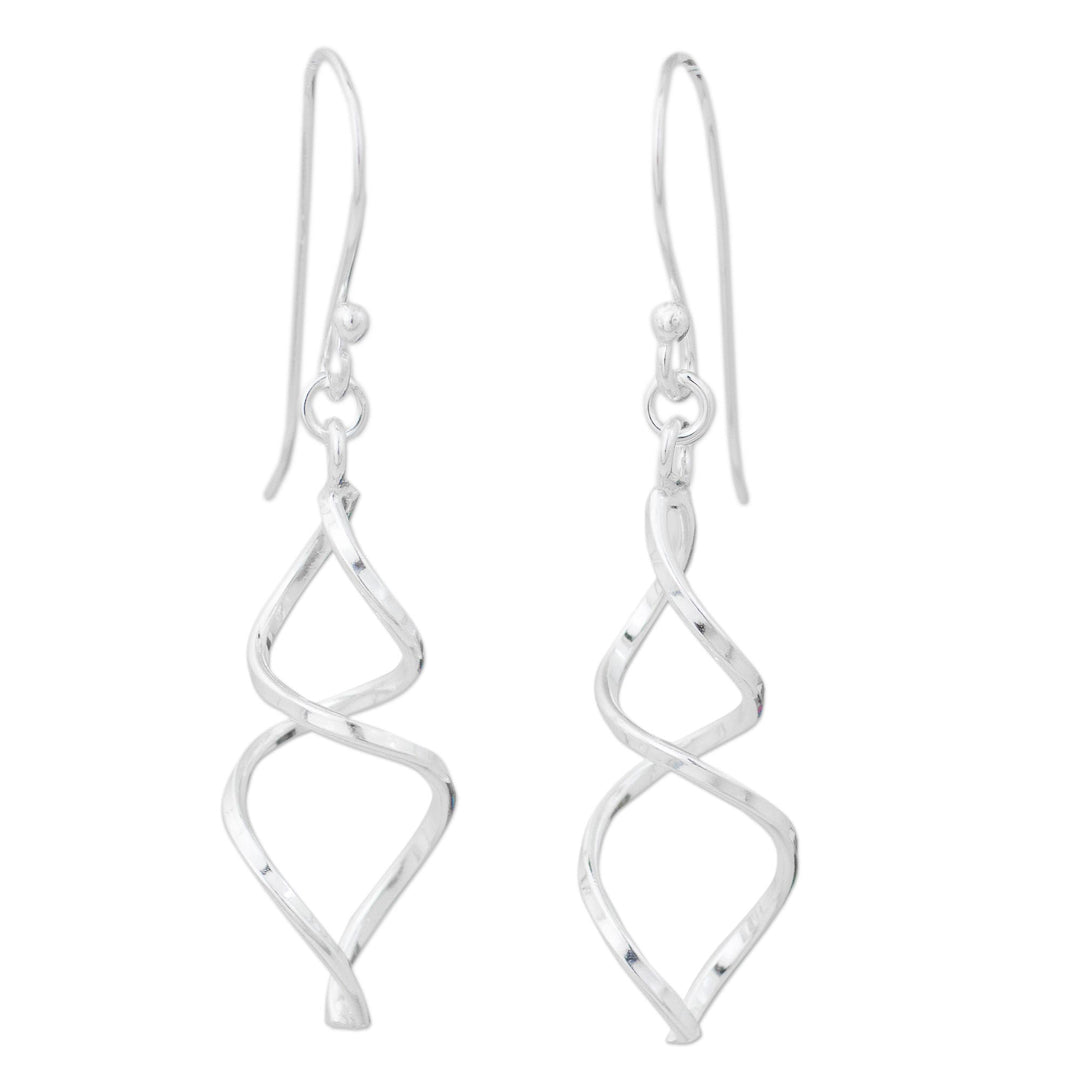 Sterling Silver Artisan Crafted Earrings from Thailand - Lotus Whirl