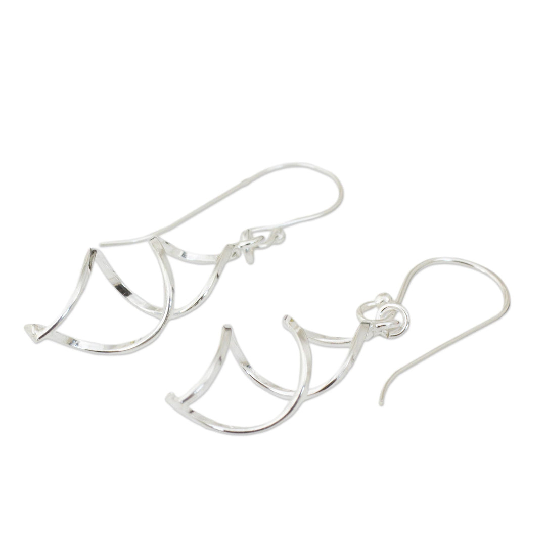 Sterling Silver Artisan Crafted Earrings from Thailand - Lotus Whirl