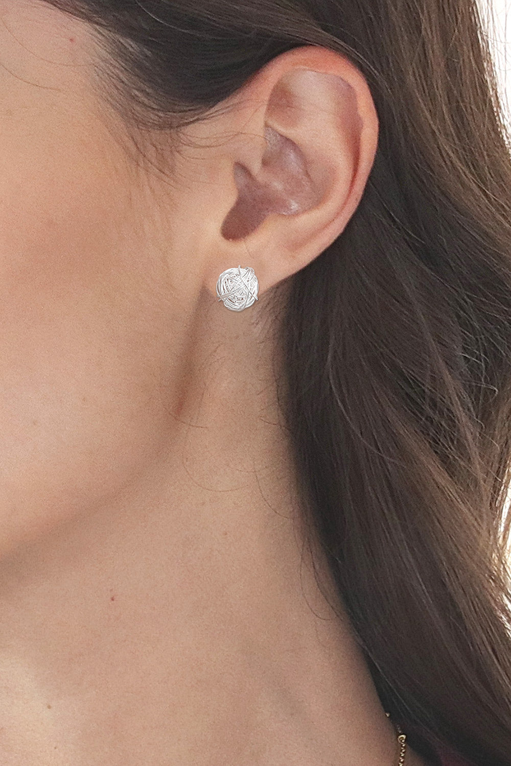 Handmade Abstract Sterling Silver Stud Earrings - Free Line