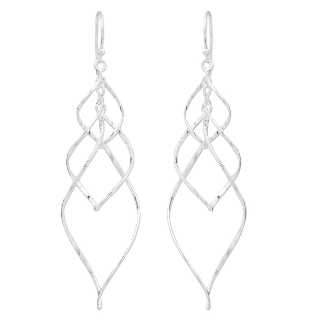 Helix Design Dangle Earrings in 925 Sterling Silver - Forever Linked